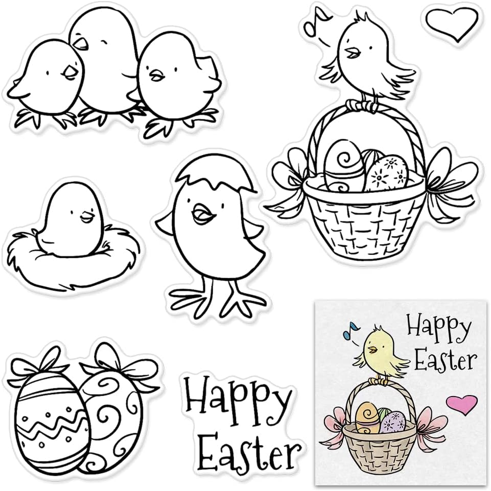 Happy Easter Chick Clear Stamps for Card Making and Photo