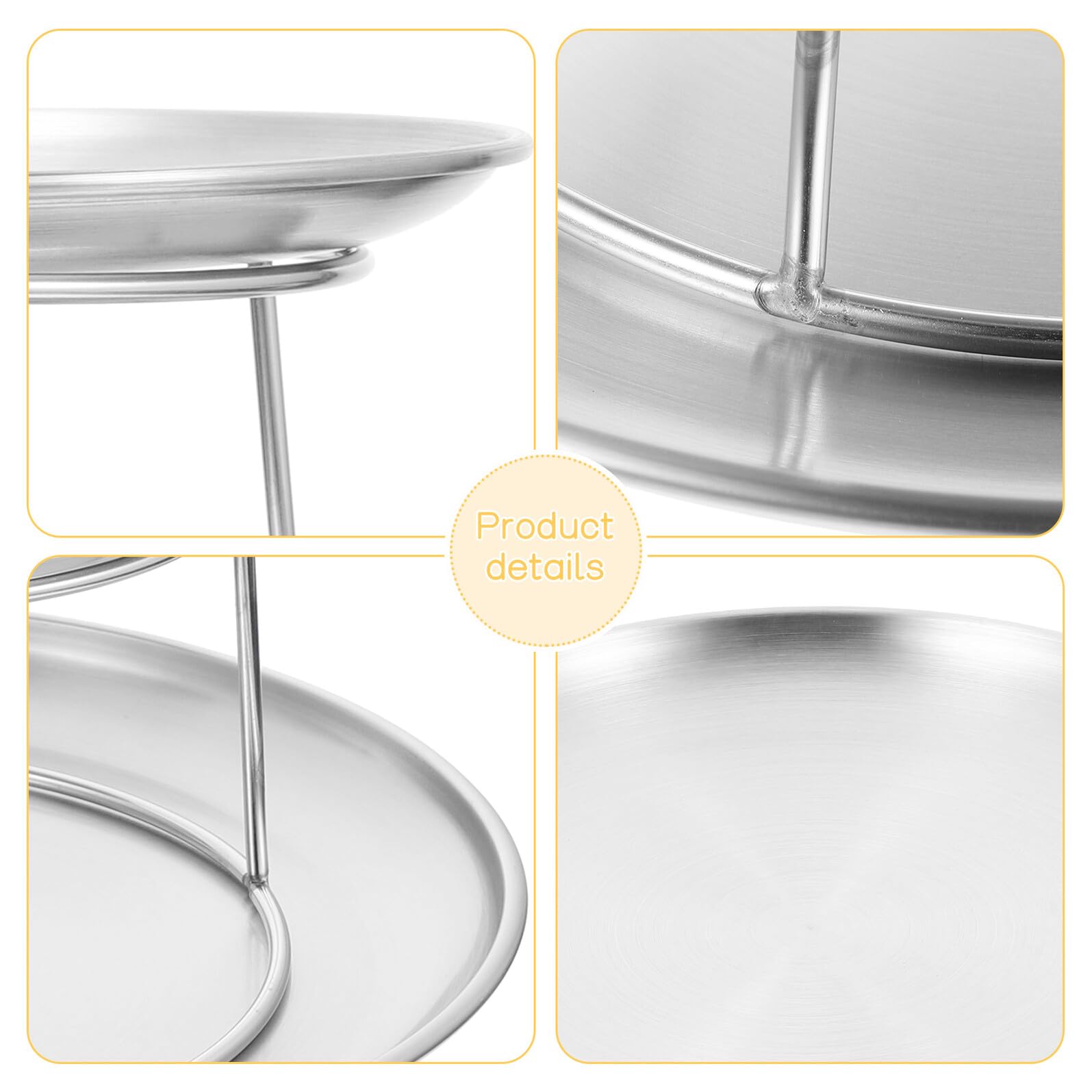 BESPORTBLE Set Vassoi da Portata in Acciaio Inox Resistente per Dolci e Antipasti, Supporto per Cupcake e Dessert Riutilizzabile, per Feste, Matrimoni e Buffet