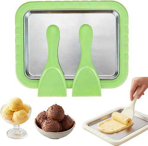 Miniatura 9 de Kit de máquina para hacer helado enrollado, nueva placa de congelación de acero inoxidable 2026 con 2 raspadores, bandeja para helado frito DIY para