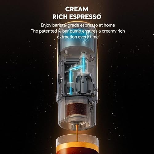 Miniatura 5 de Cafetera de viaje portátil  Una sola porción para espresso en movimiento, compatible con cápsulas Nespresso y cafetera molida, cafetera de una sola