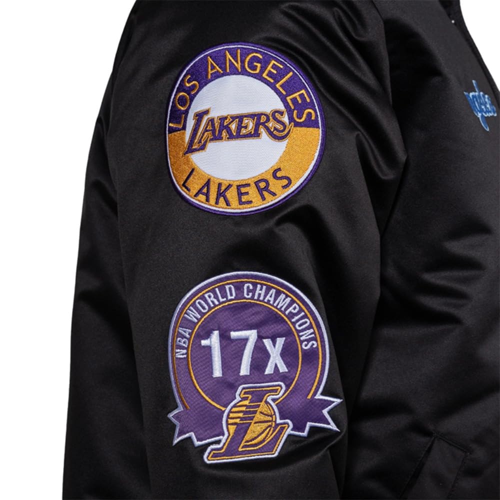 Mitchell & Ness NBA Blackout Giacca in raso pesante | Toppe e ricami di alta qualità su petto e maniche | Polsini a coste su collo, maniche e orlo | Tasche a filetto