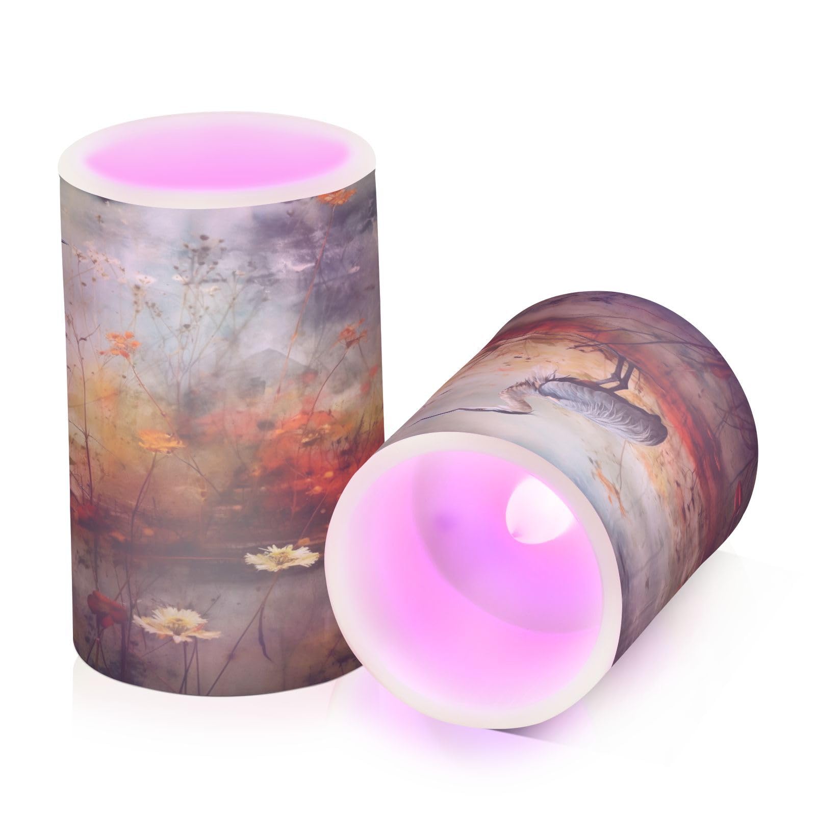 ALAZA Bird (6) Flickering Flameless Candles Battery Operated with Remote Timer,Tea Light Candles LED Pillar Votive Candles Set of 2 for Outdoor Indoor Decorations