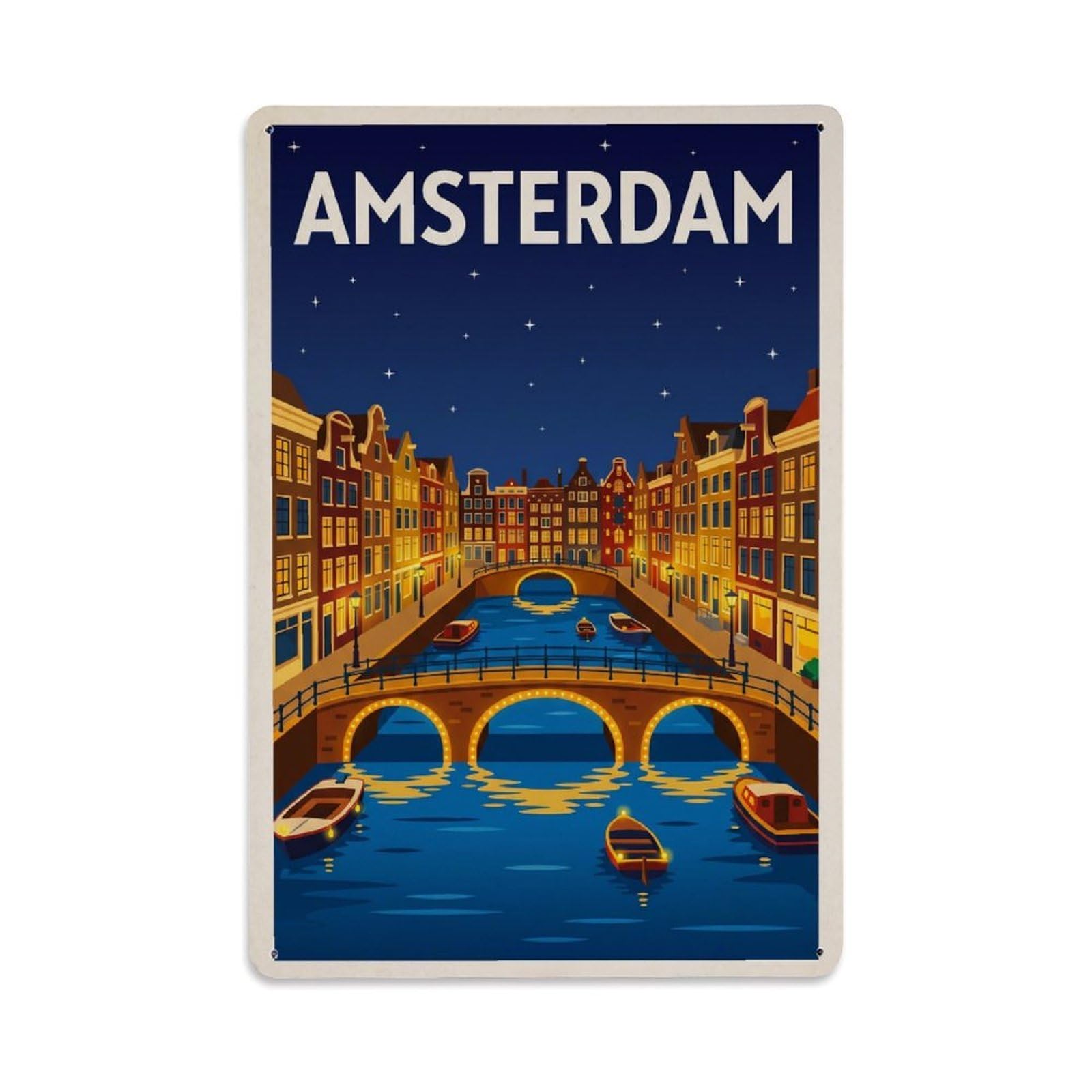 Este 8X12inch Style Vintage Travel Amsterdam Netherlands Best Metal Tin Sign