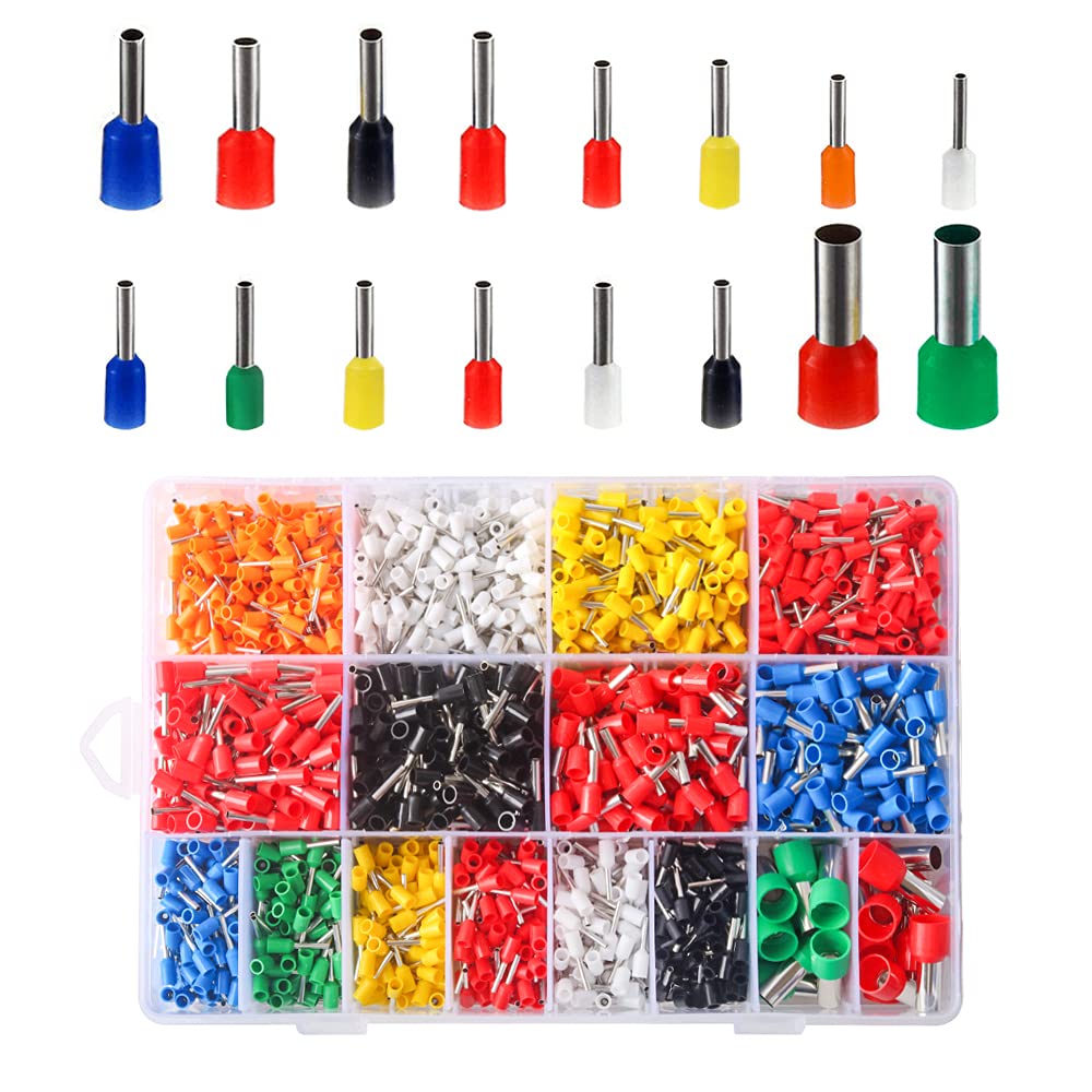 PONFY 2120PCS Wire Ferrules Terminals Kit, Ferrule Crimping Kit Assortment Ferrule Wire Crimp Pin Terminal Connector Wire Ends Terminals AWG 22-10