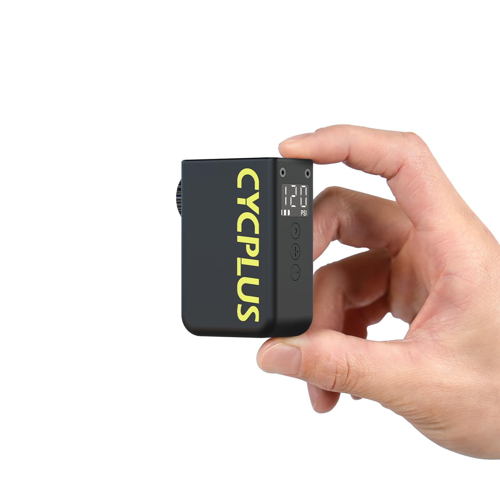 CYCPLUS Mini Pompa per Bicicletta con Manometro, Pompa Elettrica Compatta da 120 PSI, Funzione di Arresto Automatico, Valvole Presta e Schrader per E-Bike, MTB e Bici da Corsa AS2 Ultra (87g)