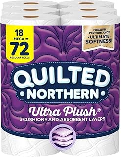 Quilted Northern Ultra Plush Toilet Paper, 18 Mega Rolls = 72 Regular Rolls, 3-Ply Bath Tissue, 18 Count (Pack of 1)