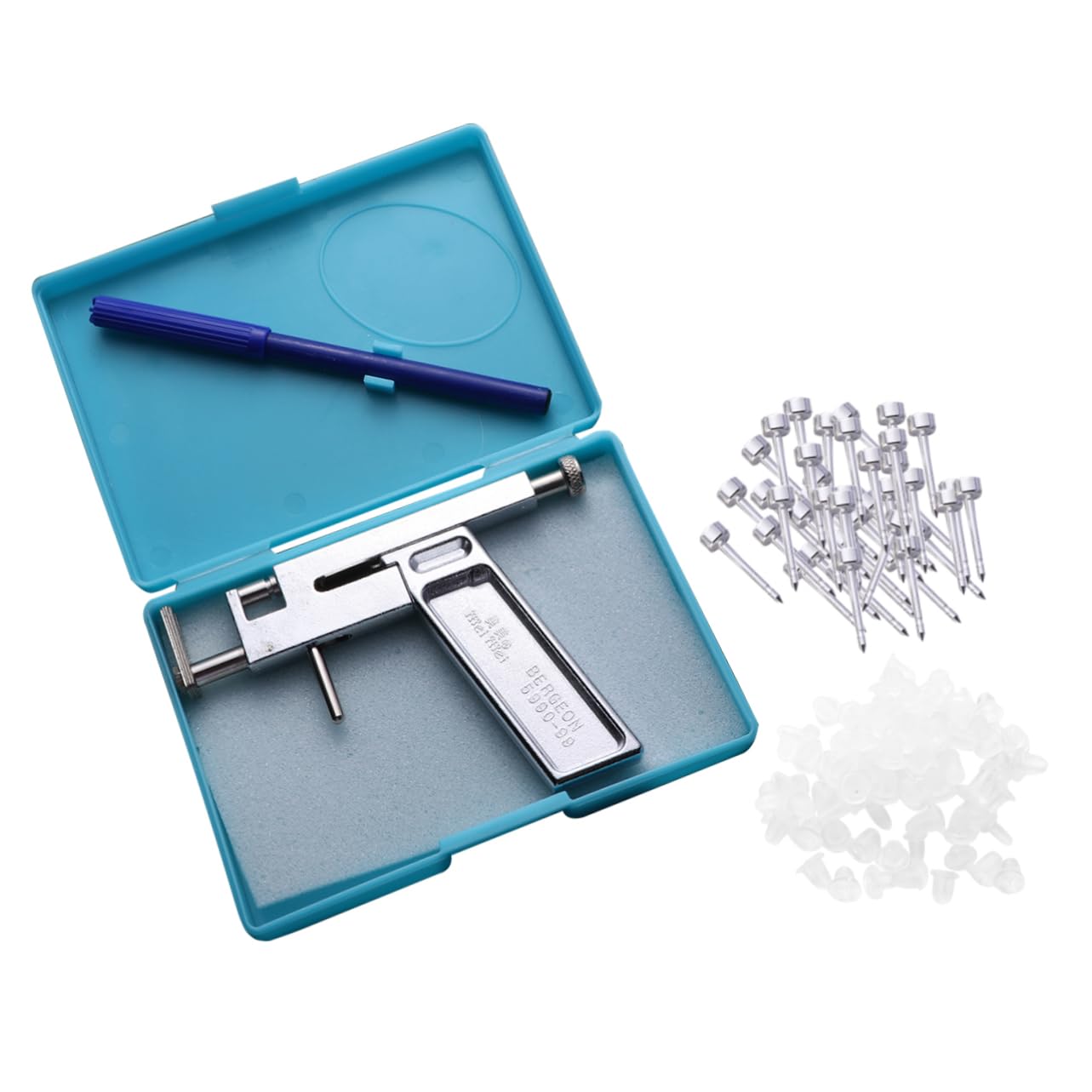 HAPINARY Professional Piercing Kit Ear Piercing Stainless Steel Studs Storage Case Marking Pen Random Color