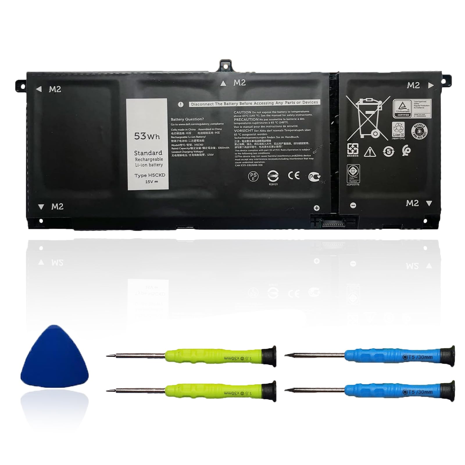 OUWEE H5CKD Battery Replacement for Dell Inspiron 5400 5406 7405 7300 7306 7500 7506 2-in-1 Silver 5300 5301 5401 5402 5408 5409 5501 5502 5508 5509 Series Latitude 3410 3510 Vostro 5300 5301 7T8CD