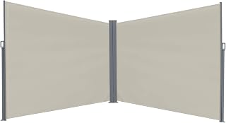 Outsunny 6 x 2m Retractable Sun Side Awning Screen Fence Patio Garden Wall Balcony Screening Panel Outdoor Blind Privacy Divider – Cream White