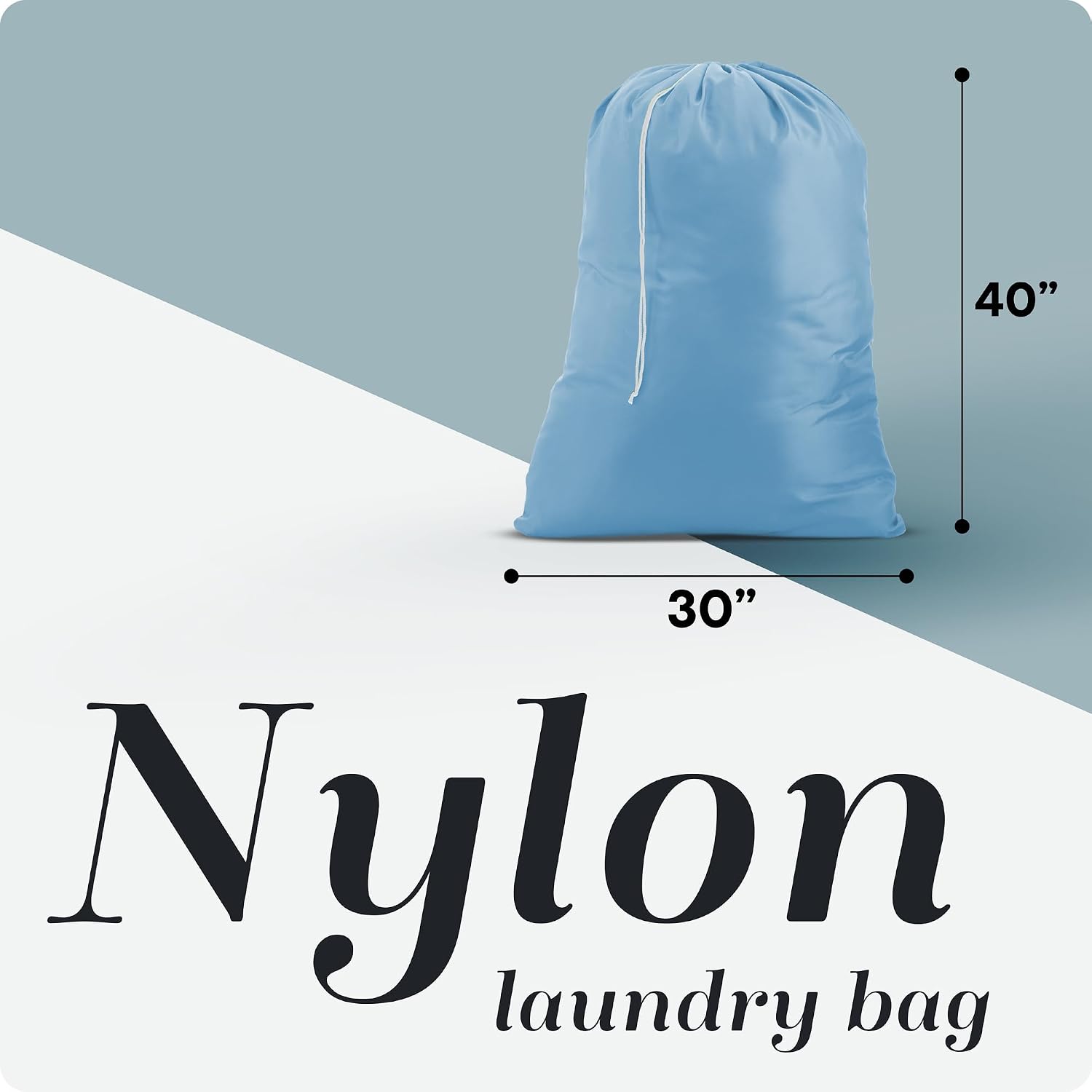 Handy Laundry XL Laundry Bag – Heavy Duty Nylon, 30" x 40", Large Capacity, Durable Drawstring Closure, Machine Washable, Travel & Dorm Essentials for Dirty Clothes, Light Blue image 2