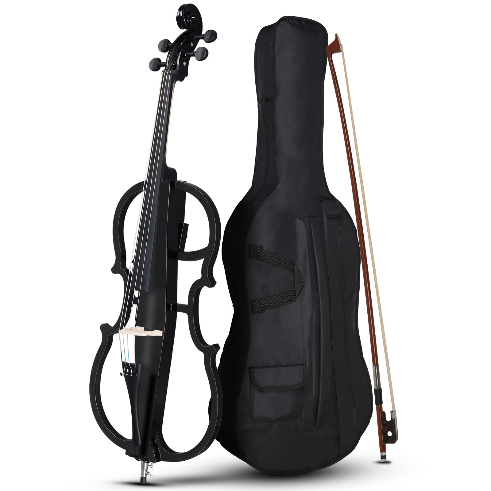 Ktaxon 4/4 Electric Cello, Professional Silent Electric Cello Kit with Thickened Bag, Stereo Headphones, Premium Cable and Rosin, Full Equipment for Adults Beginner and Student (Black)