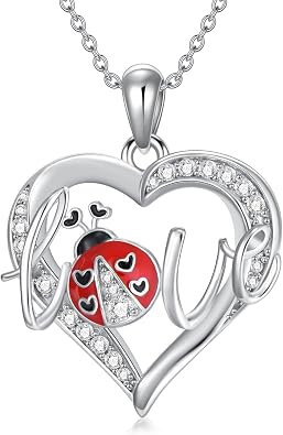 S925 Sterling Silver Dragonfly/Butterfly/Ladybug Necklace Dainty Pendant Necklace Birthday Valentines Day Gift for Women Her