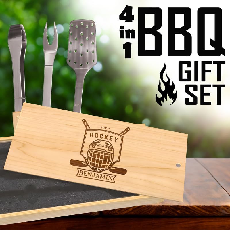 Set parrillero con grabado personalizado en caja de madera miniatura 5