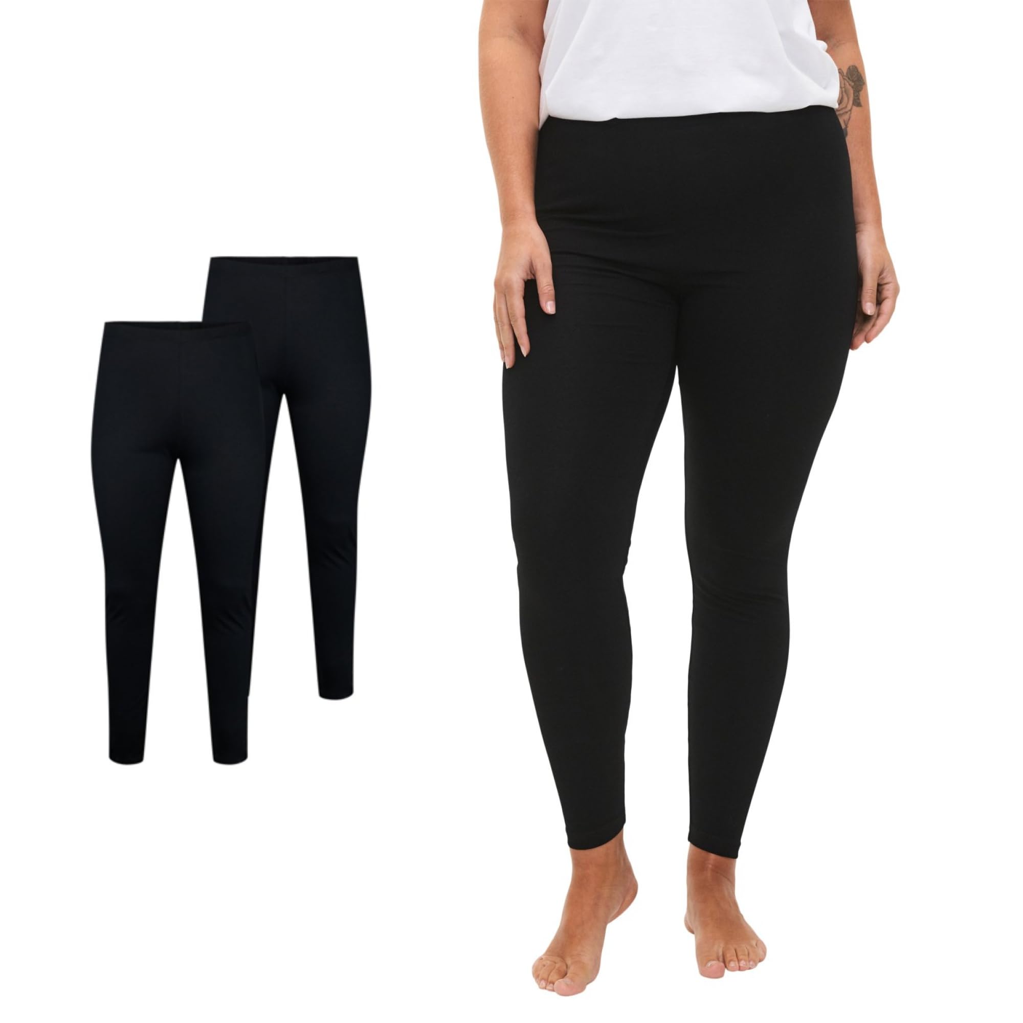 Zizzi Flash by Femmes Grandes Tailles Leggings Coton Lot de 2 Taille