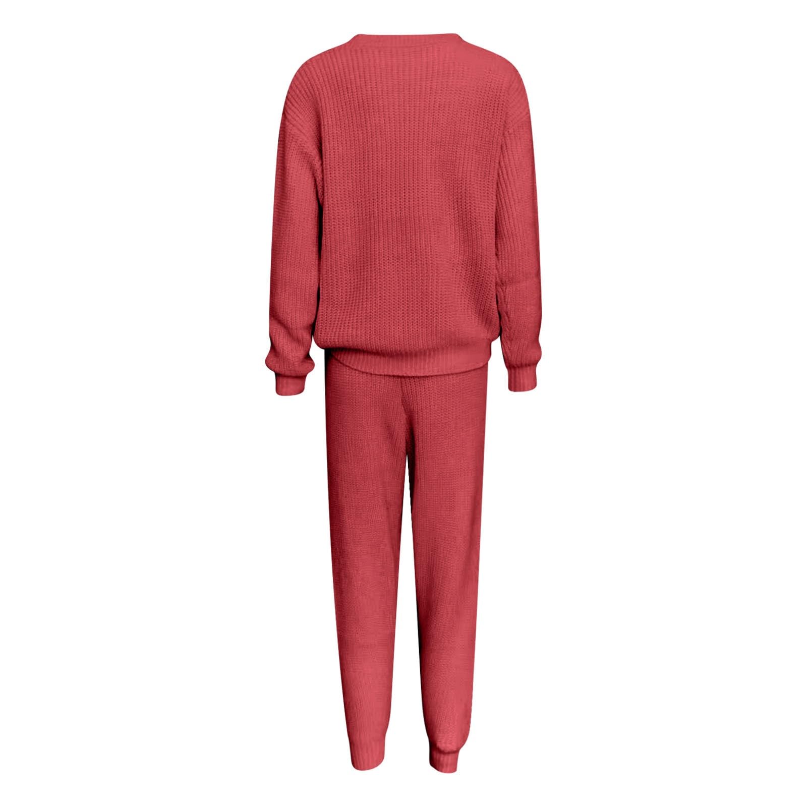 Pantaloni Casual in Maglia, Pantaloni Jogger Elasticizzati Morbidi e Top, Abbigliamento Comodo per Il Relax Quotidiano