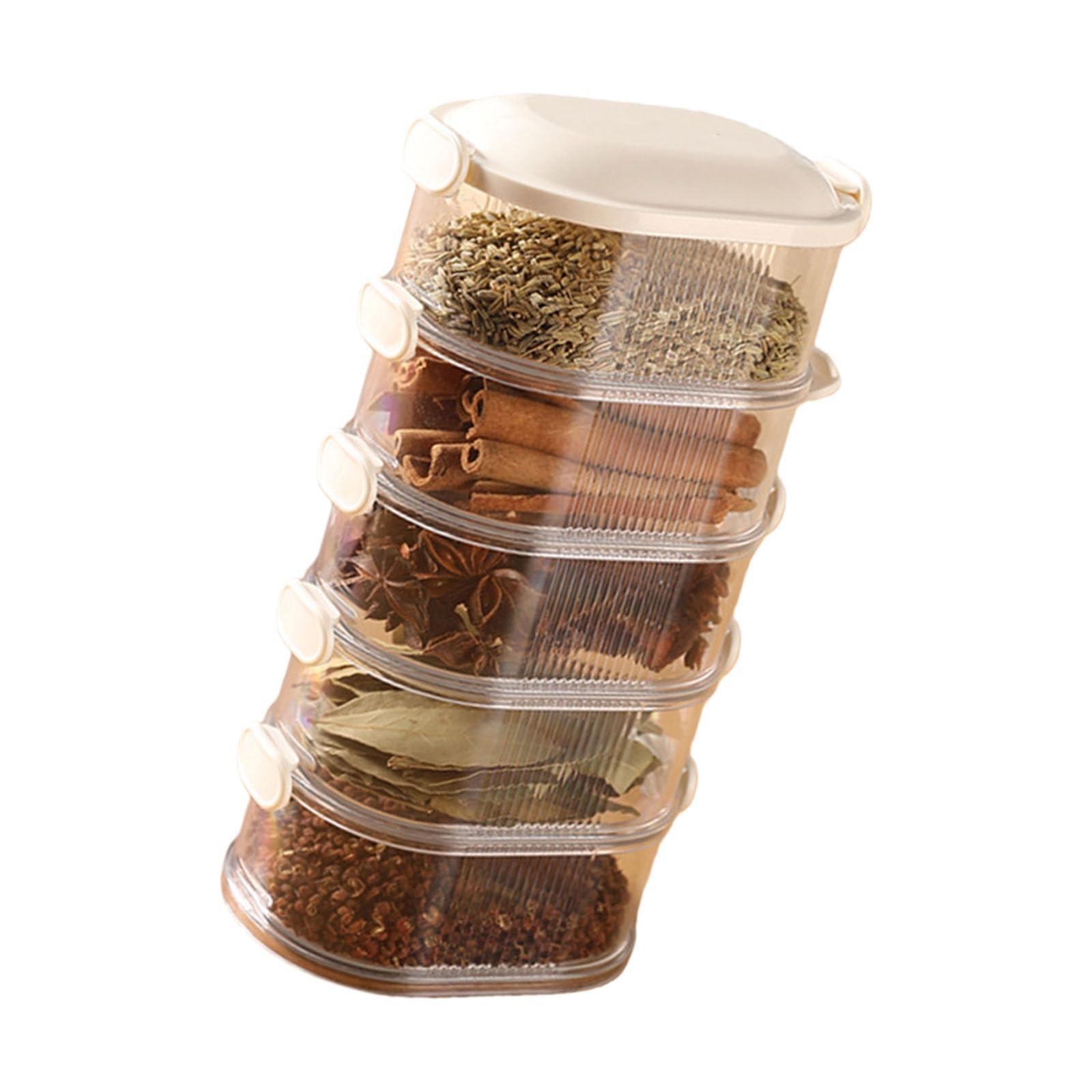 Kalttoy Space Saving Multi Compartment Condiment Organiser with Transparency Lid Kitchen Storage Container for Countertop Household Condiment Organiser
