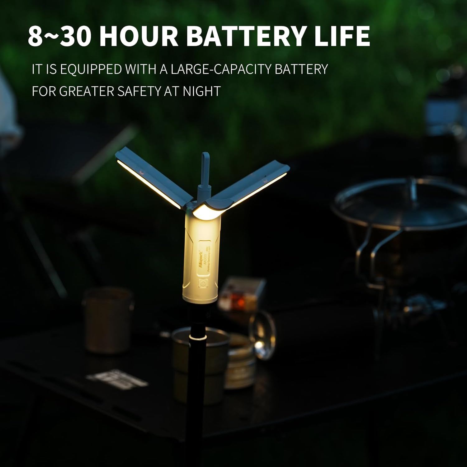 Folding Rechargeable Camping Light with Stand,Allspark Collapsible Waterproof Hanging Tent Lantern,Magnetic Dimmable Portable Power Supply Lamp with Detachable Tripod for Power Outage,Hurricane,Hiking - Image 8