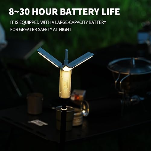 Miniatura 8 de Allspark - Luz plegable y recargable para acampar con soporte, luces impermeables plegables para tienda, linterna colgante magnética para cortes de