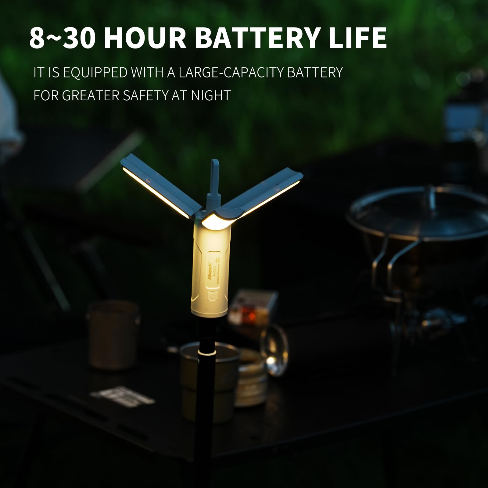 Linterna LED plegable para camping, Allspark USB, recargable, impermeable, luz colgante magnética para huracanes cortes de energía de emergencia, con soporte triangular retráctil