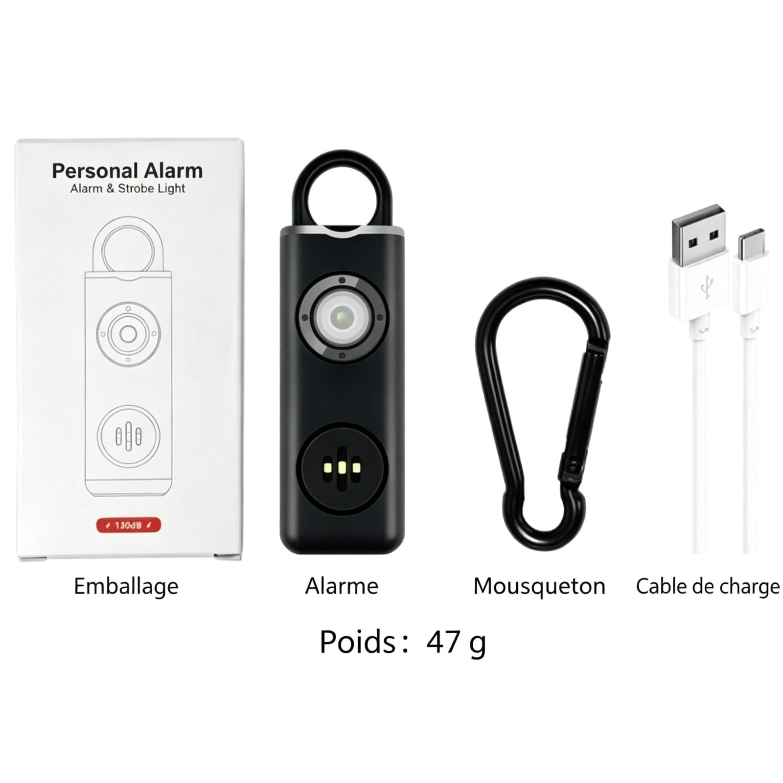 Version Améliorée Vigipulse Alarme De Poche 2026,personnelle Anti Agression | Signal 135 Décibels, Lumière LED Stroboscopique, Format Compact, Transport Facile, Dissuasion Efficace, Usage Quotidien