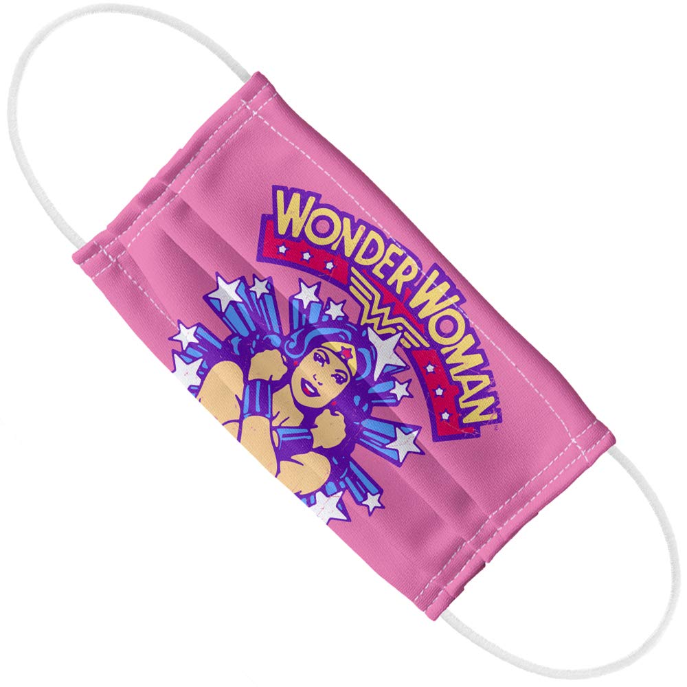 Popfunk Wonder Woman Star Crossed 1-Ply Reusable Face Mask Covering with Adjustable Nose Wire, Unisex