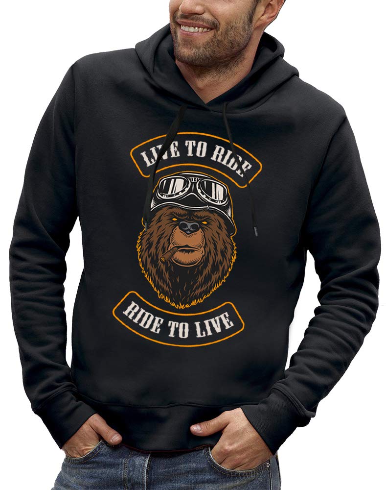 Sweat à capuche ours biker avec casque de moto pour homme - 3
