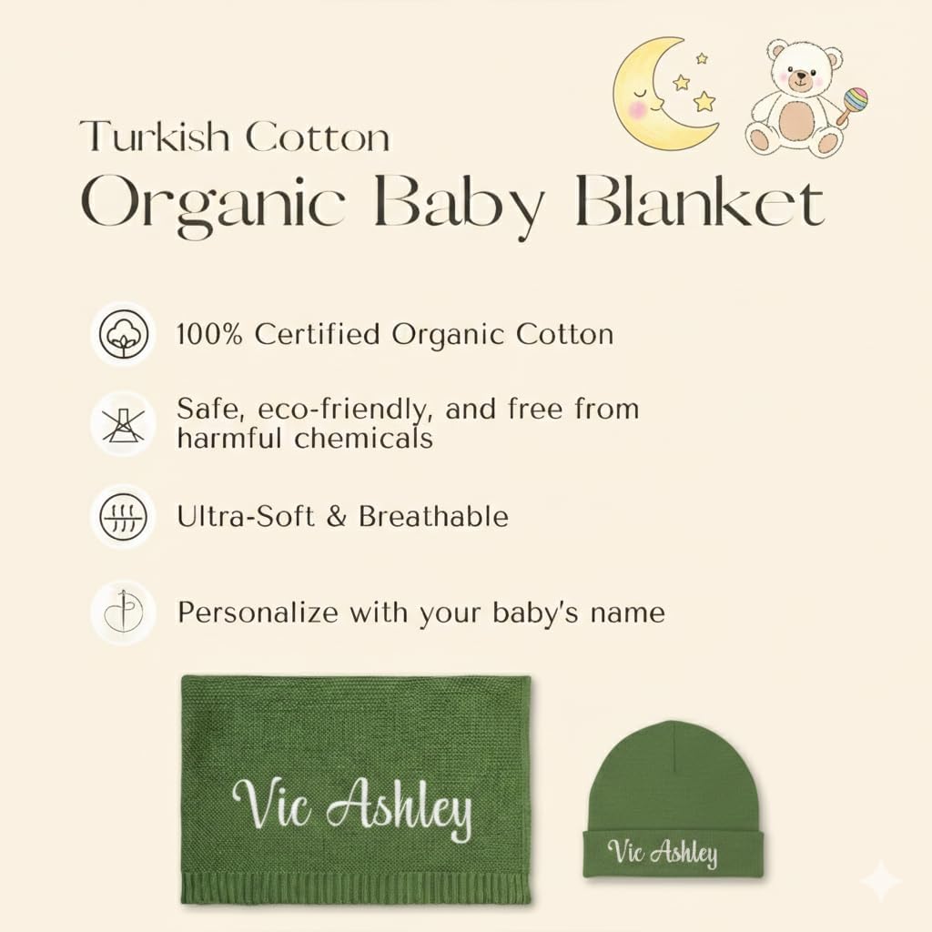 Custom Baby Blanket with Name, Knit Baby Blanket with Ruffle Edge, Personalized Soft Lightweight Swaddle for Newborn, Infant, Toddler, 3 Size Options - Image 4