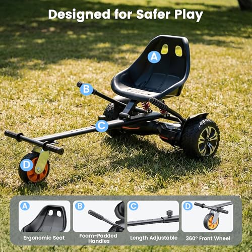 Image of Awwscooter K2 Go Kart Attachment for Self Balancing Scooter, Adjustable Seat Frame, Fits 6.5 /8 /10 Inch Balance Board Scooters, Fun Ride for Kids & Adults(Scooter Not Included)