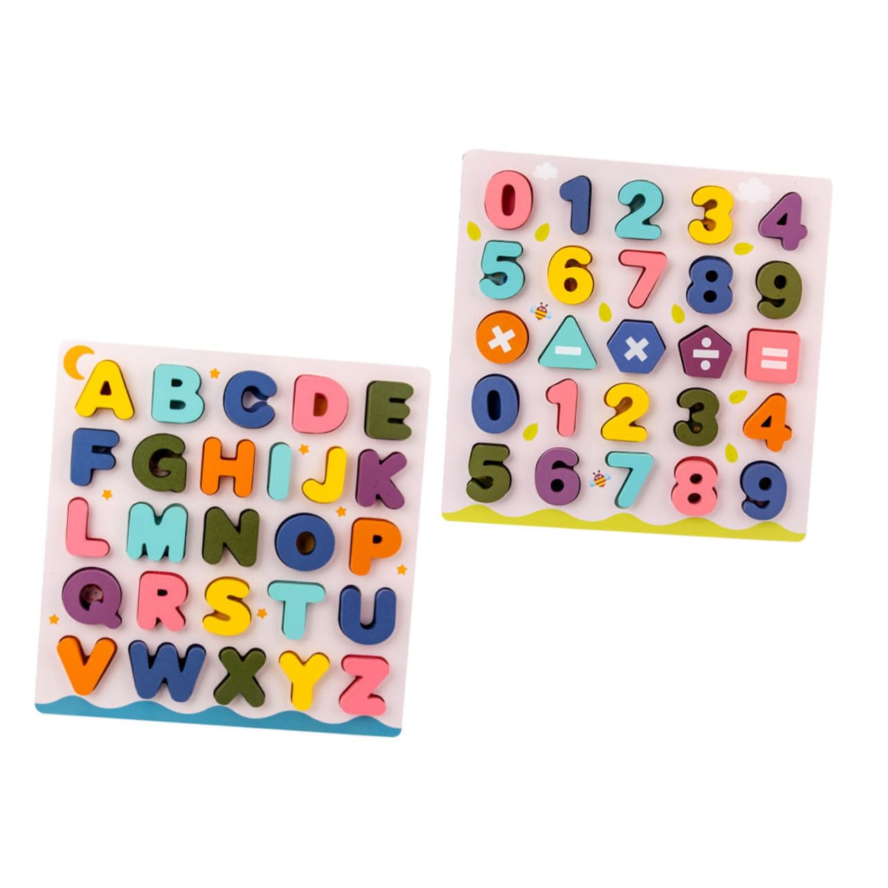 2 Juegos Bloques de Madera Educativos de Puzzle Números y Letras para Desarrollo Reconocimiento Aprendizaje Infantil Regalo Cumpleaños