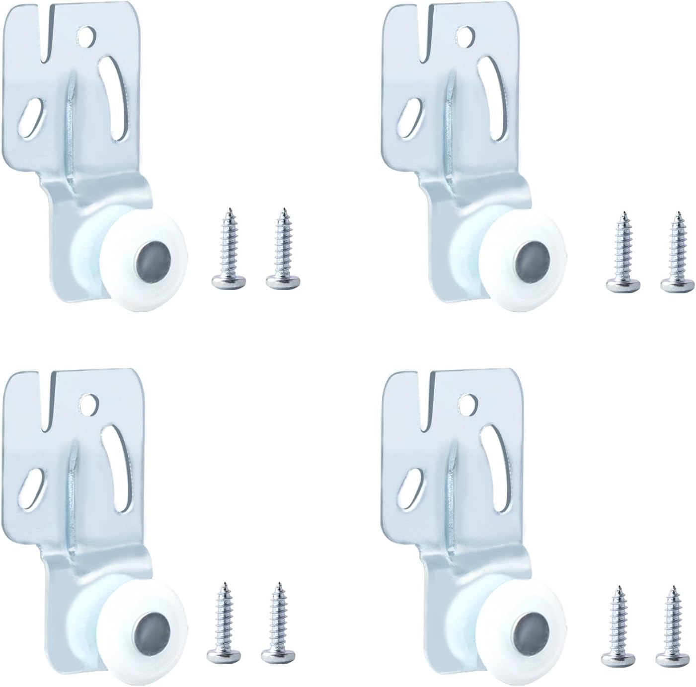 4-Pcs Closet Sliding Door Hardware Roller Kit for Top-Hung Kitchen Doors, 3/4-Inch to 1-3/8-Inch Thick, Includes 8 Screws
