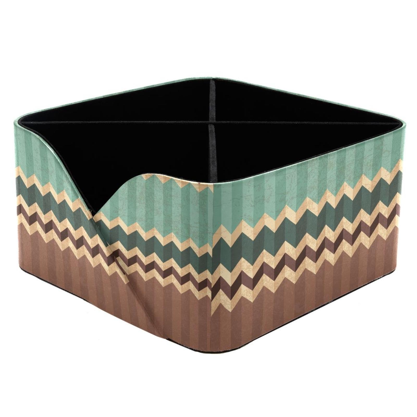 KengjuTesu Awesome Wave Stripe Desktop Organizer Pen Holder, Rectangular Pencil Cup for Office, Study and Makeup Stations