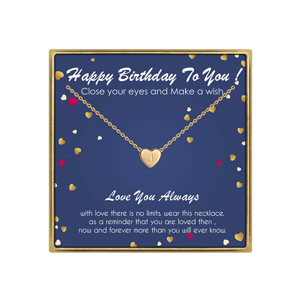 Birthday Gifts for Women Initial Necklace - 14K Gold Filled Initial Necklaces for Teen Girls Birthday Necklace Tiny Heart Letter Necklace Birthday Gifts for Women Kids Child Happy Birthday Gifts