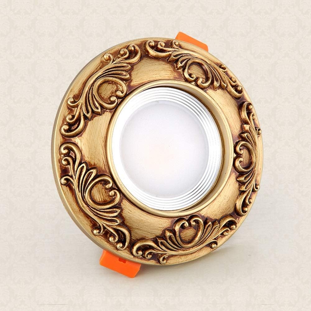 Spotlight，Creative Retro round Dimmable Led Downlight Recessed Commercial Decor Resin Rotatable Led Panel Light Vintage Household Embedded Ceiling Panel Light for Living Room Outdoor/Three-