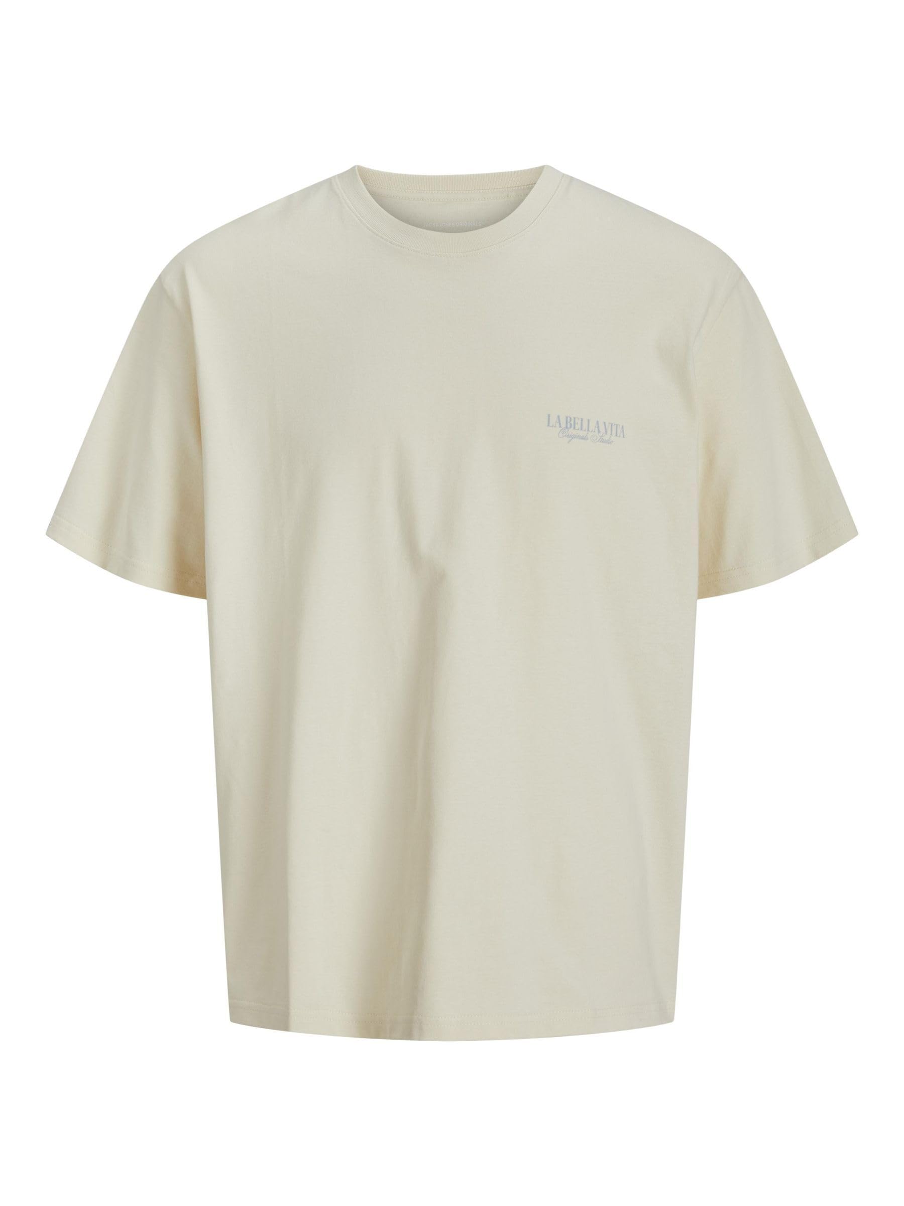 JACK & JONES Men's Jorhydra Photo Tee SS Crew Neck, Antique White, M