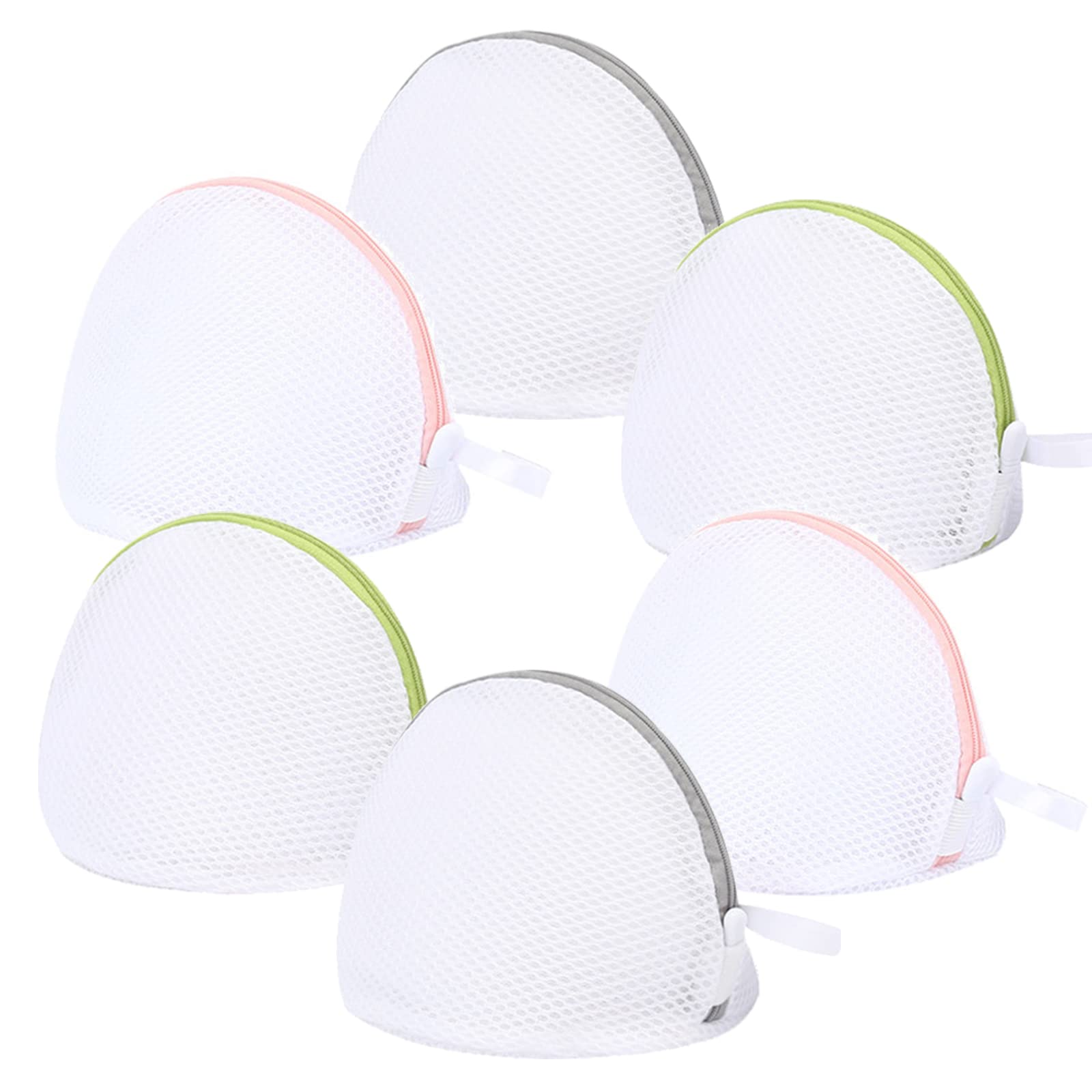 DY.2ten Bra Laundry Bags, Mesh Laundry Bags Small, Laundry Bags with Zips, 6Pcs Mesh Wash Bags Semicircle Zips Washing Machine Bag for Bra, Underwear, Socks, Travel Laundry Storage, Organization