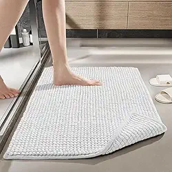 Tapete Banheiro Bolinha Antiderrapante Absorvente Super Macio (Branco)