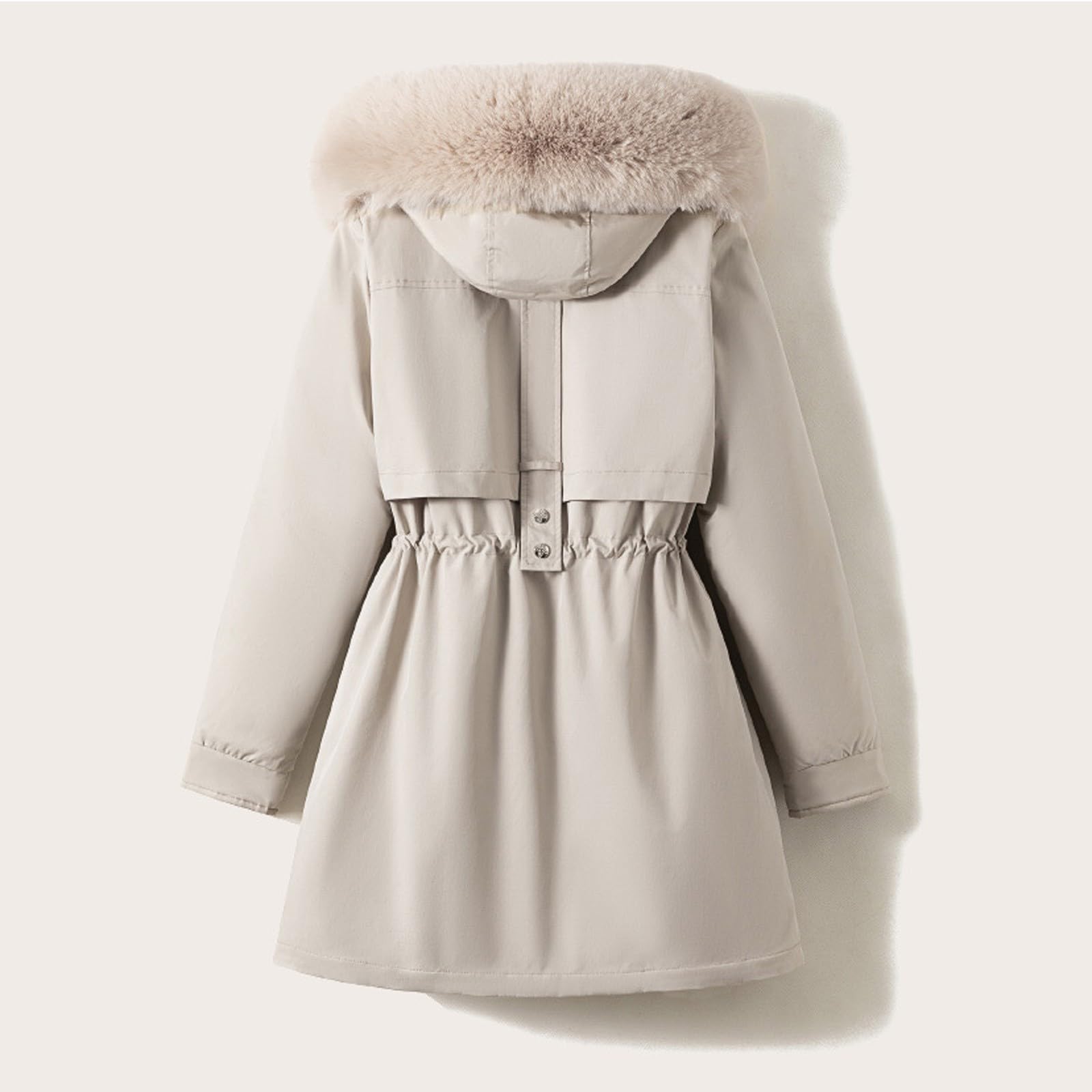 Generisch Damen Wintermantel in Übergröße mit Reverskragen Langarm dick gepolstert warme ideal für kalte Tage (White, XL)
