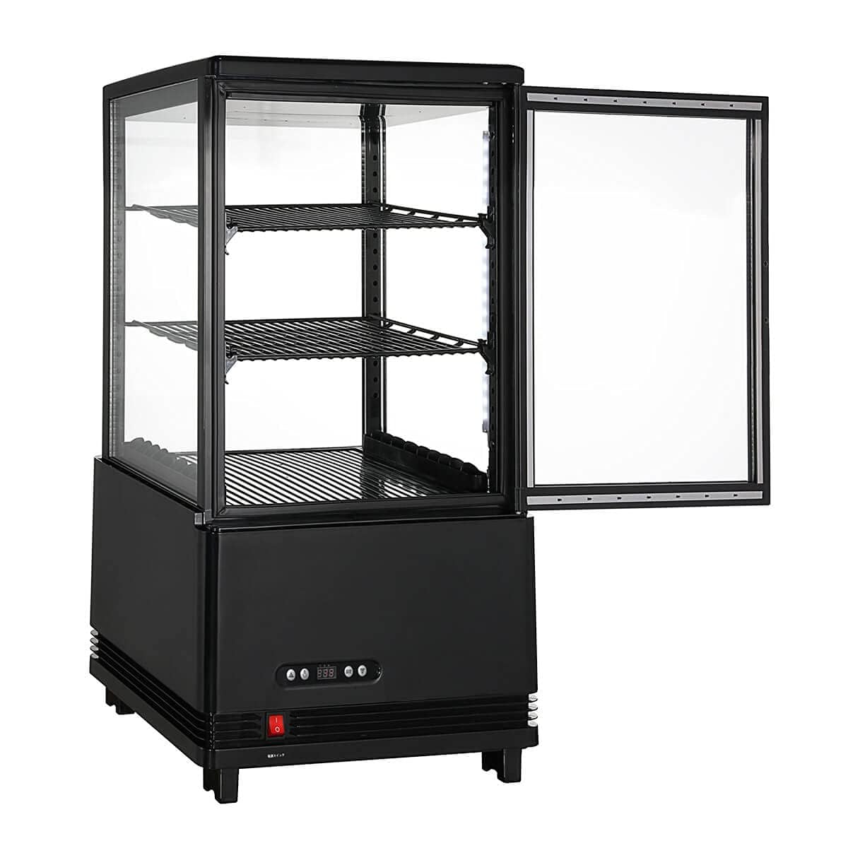 Amazon.co.jp: Hijiru 4面ガラス冷蔵ショーケース60L／ブラック