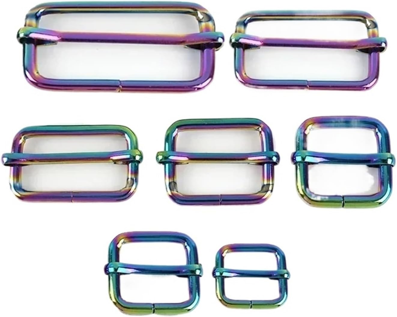 [売店] 5個 13-50mm メタルピンバックル トライグライド スライダー アジャスタークラスプ バッグストラップリングバックル