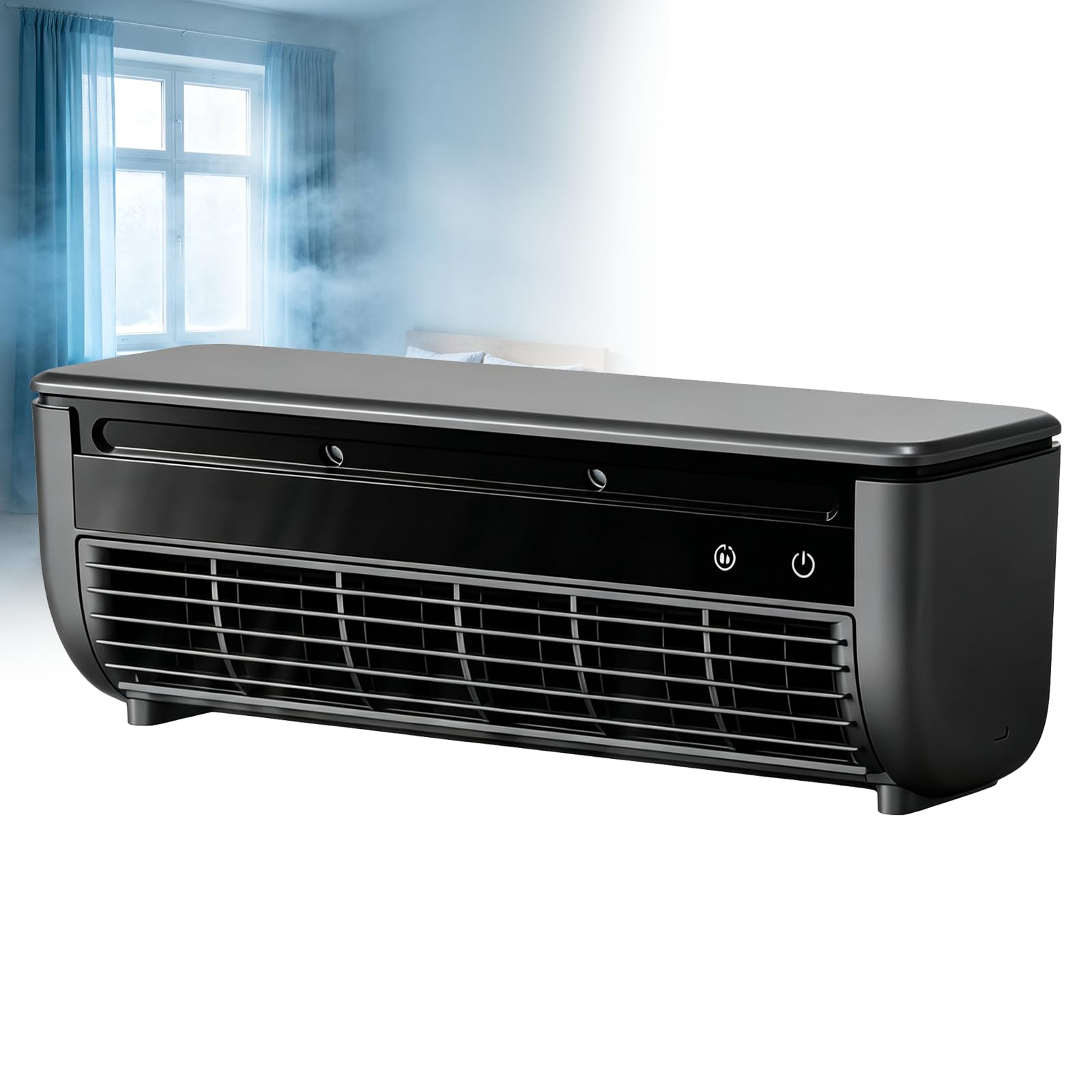 Ventilatore/Condizionatore da Parete per Cucina – Raffreddamento Turbo in 30 Secondi, Montaggio A Parete Senza Fori, 3 velocità, Mini Condizionatore Senza unità Esterna Black