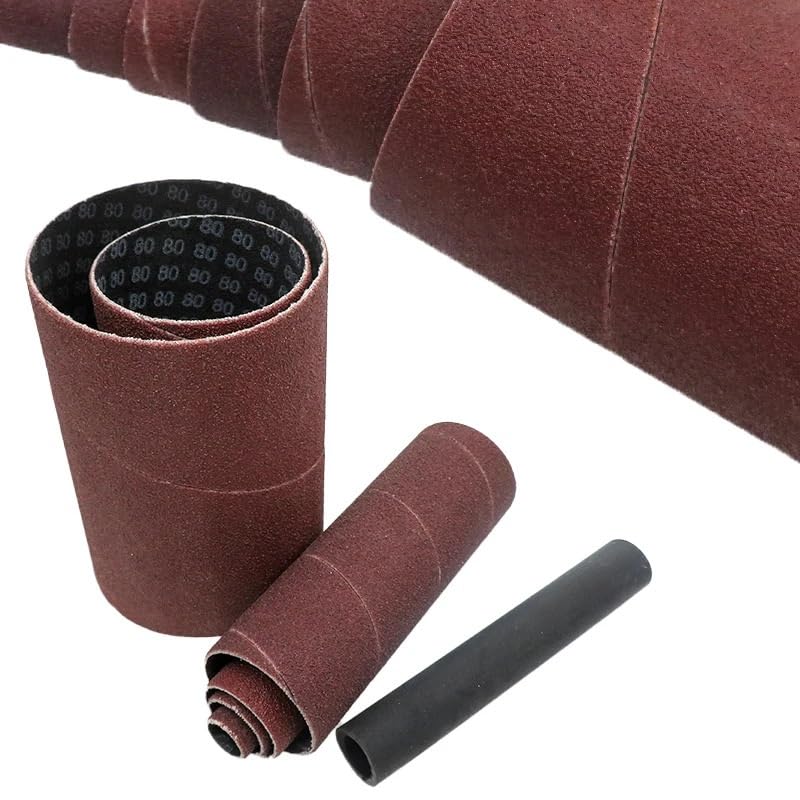 Banda De Lija Manguitos de lijado husillo, 6 piezas, grano 80-240 | Papel de lija for eliminación de material Lijado Renovación de superficies(6 PCS 80grit)