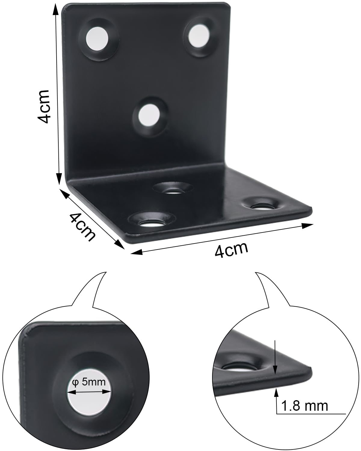 BINCKIN Angle Brackets for Wood 40 X 40 X 40 X 1.8mm Heavy Duty Reinforced Braces - Image 2