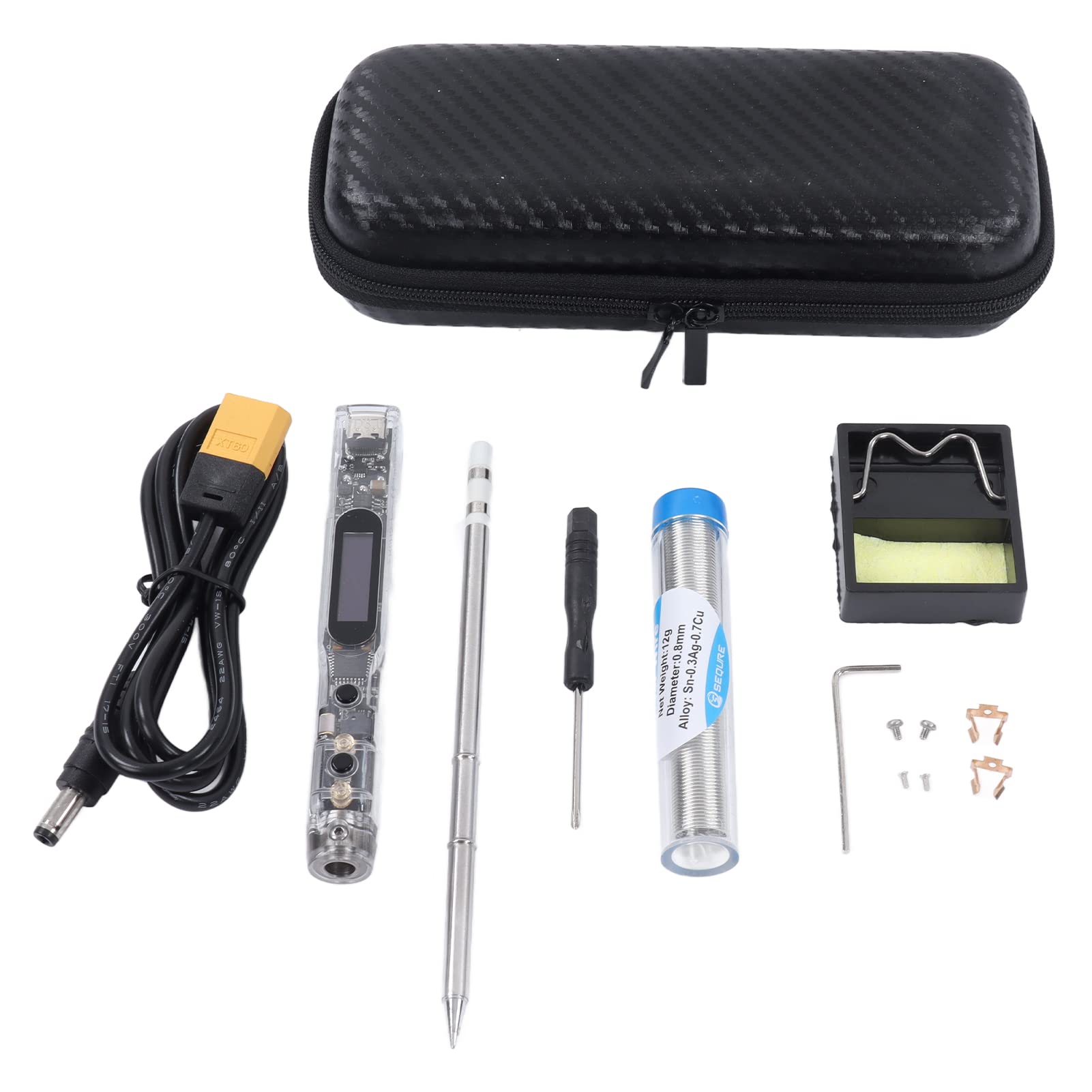 Kit de soldador portátil con pantalla digital y temperatura ajustable de hasta 450 ℃ para reparación de electrónica DIY, 1 kit.