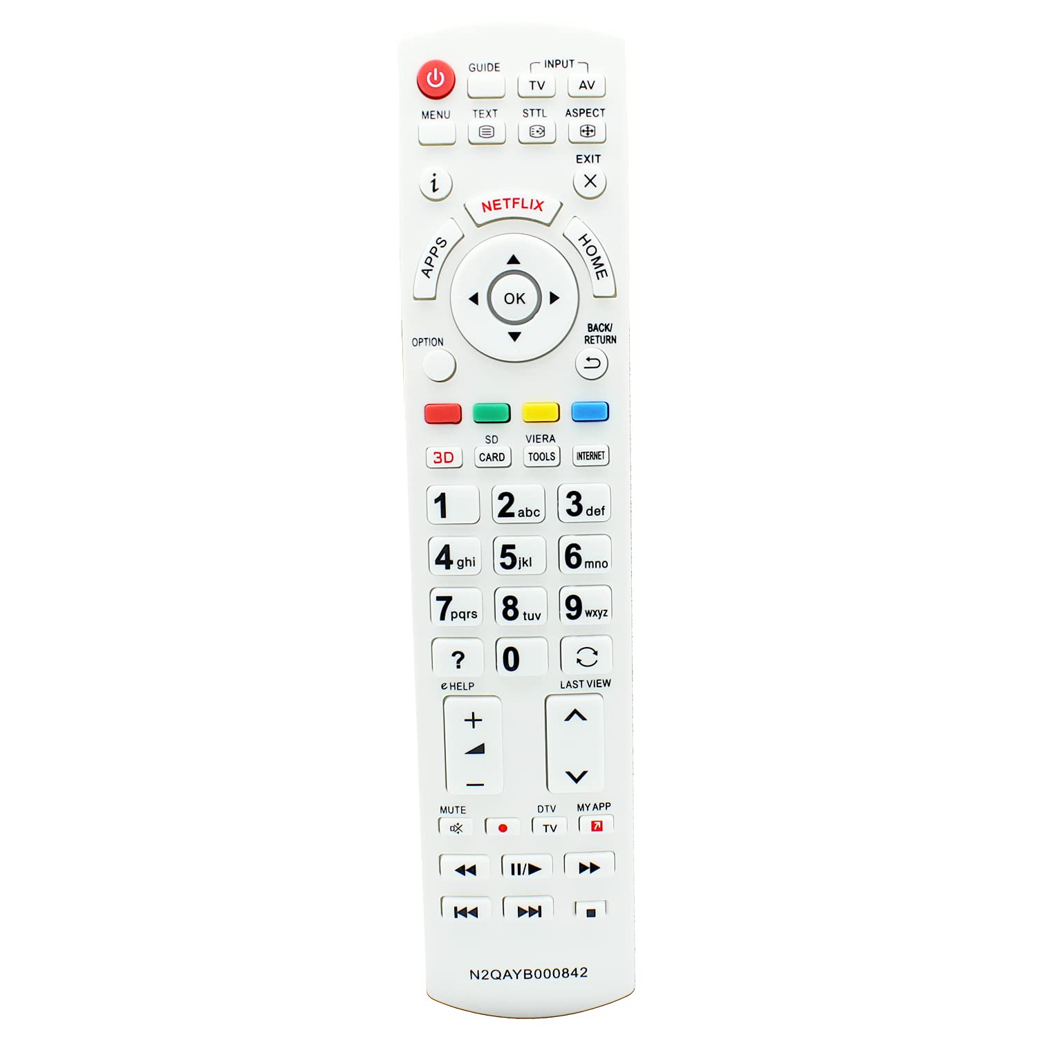 AzwokN2QAYB000842 Remote Control Replacement for Panasonic TV TX-L42DT60E TX-L42DT60Y TX-L42DT65B TX-L42DTW60 TX-L47DT60E TX-L47DT60Y TX-L47DT65B TX-L47DTW60 TX-L50DT60E TX-LR L-LR 42DT60 TX-LR42FT60