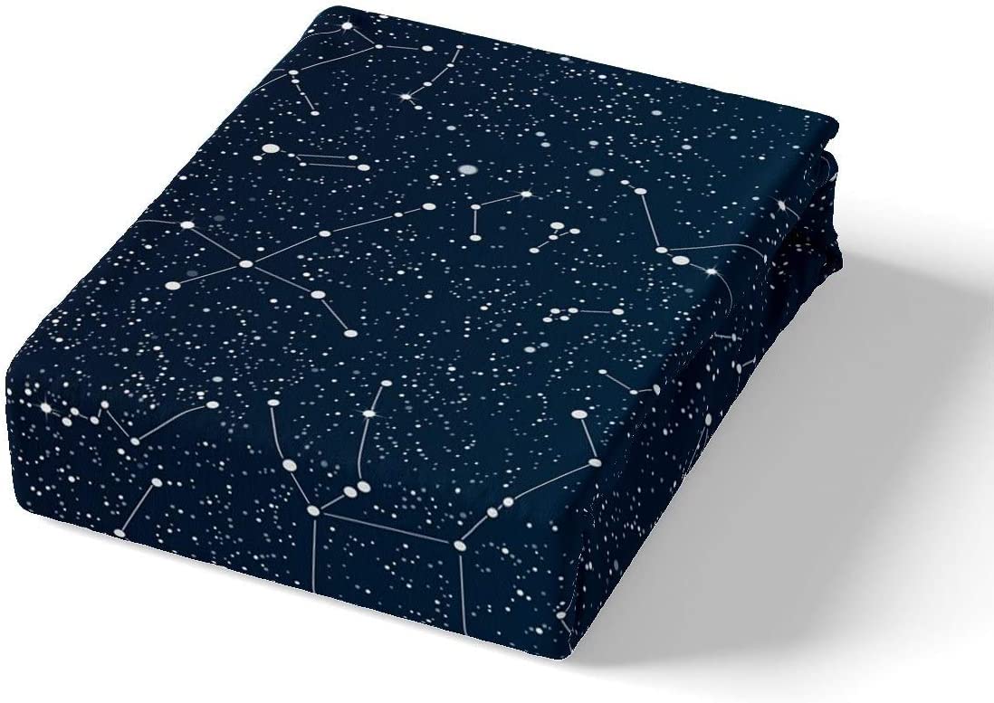 Homemissing Set biancheria da letto con copripiumino e lenzuola con motivo costellazione cielo stellato blu scuro per ragazzi e ragazze - Taglia singola