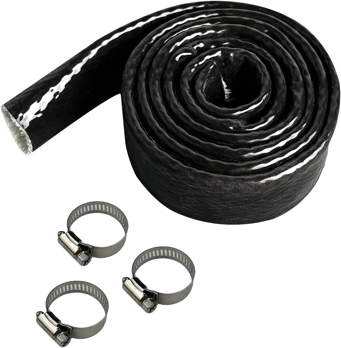 YAMAKATO 1" 5/8" ID Heat Shielded Fire Thermo Armor Fire Sleeve Silicone Coated Fiberglass Heat Protection for Automotive Hose Lines & Electrical Wiring (Black, 5FT