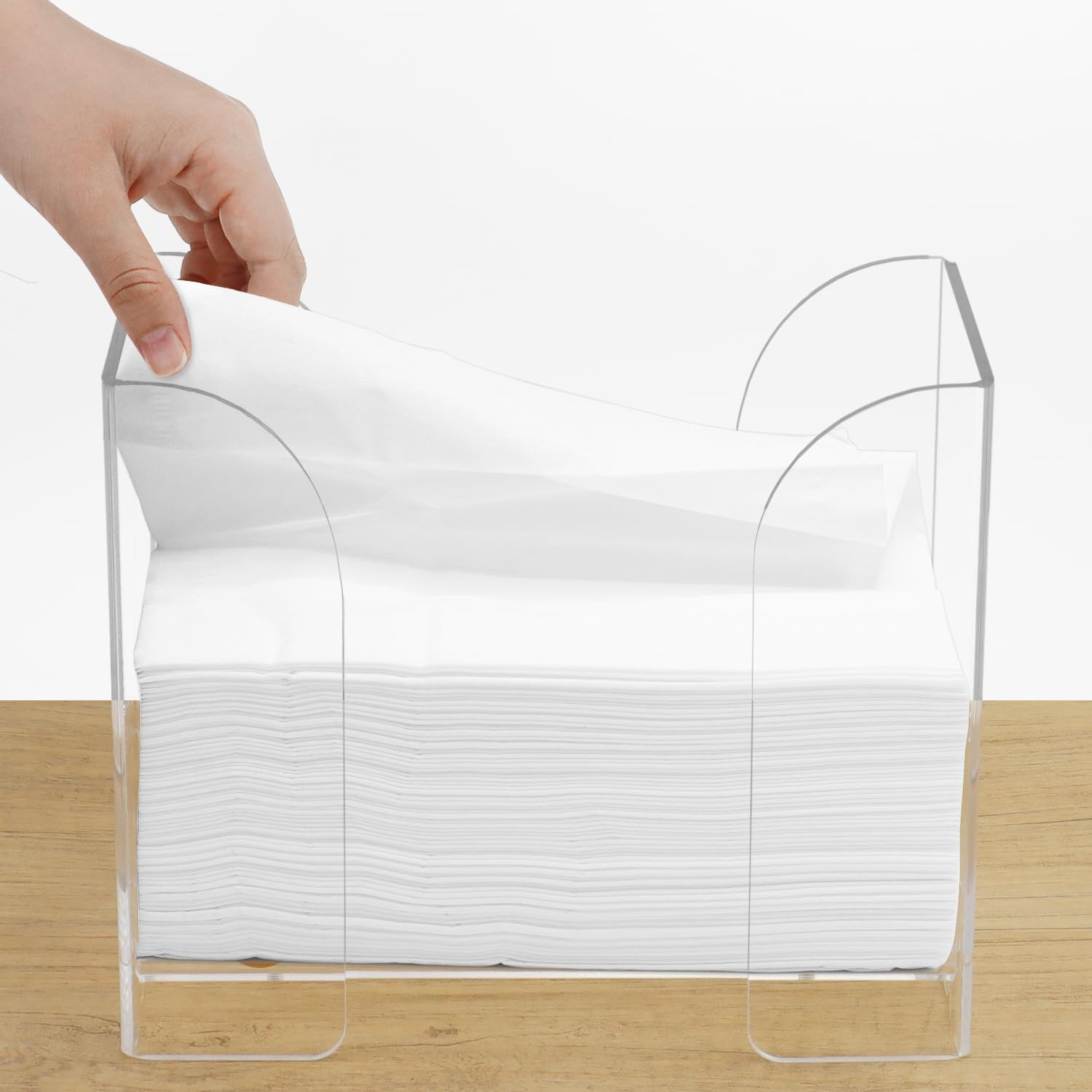QWORK® Porte-Serviettes en Papier Acrylique, Distributeur de Serviettes en Papier Transparent, pour Cuisine, Restaurant, Salle de Bain