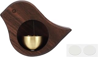 PATIKIL Shopkeepers Bell, Wood Door Chime Hanging Magnetic Door Bell Jingle Bells Animal Metal Doorbell with Self-Adhesive for Door Opening Business When Entering Decoration, Brown, Bird