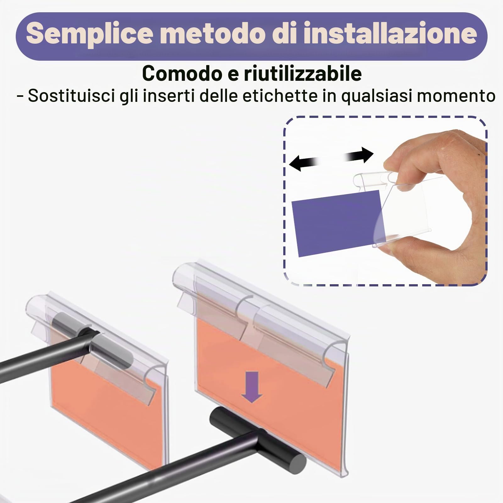 STARVAST 150 PZ Porta Etichette Trasparenti, Supporto Display Prezzo in Plastica, Supporto per Etichette Prezzo per Ripiani Negozio Panetteria Supermercato (6 x 4.2CM)