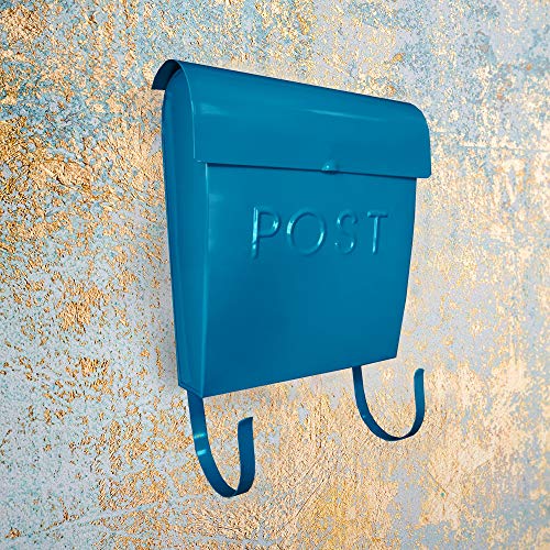 Image of NACH Euro Series Modern Mailbox, Decorative Mail Holder, Wall Mount Mailboxes for Outside, Rust Resistant Galvanized Metal Mailbox, 12 inch x 11 inch x 4.5 inch, Turquoise, MB-44794